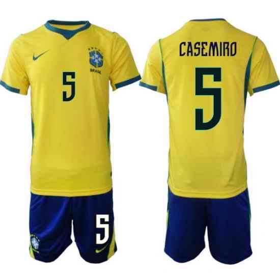 Youth Brazil 2026 FIFA World Cup Yellow Home Soccer Jersey CASEMIRO #5